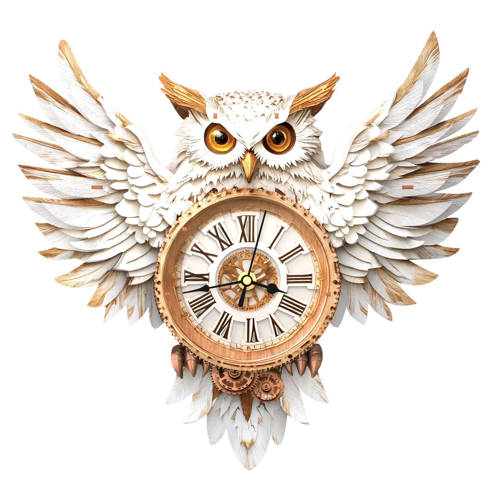 Lilcubics 3D Wooden Puzzles for Adults, Snowy Owl Wall Clock Kit, Model Kits to Build, DIY Puzzle Owl Gifts, Home Decor Creative Gift for Men and Women, Pendulum Wood Craft
