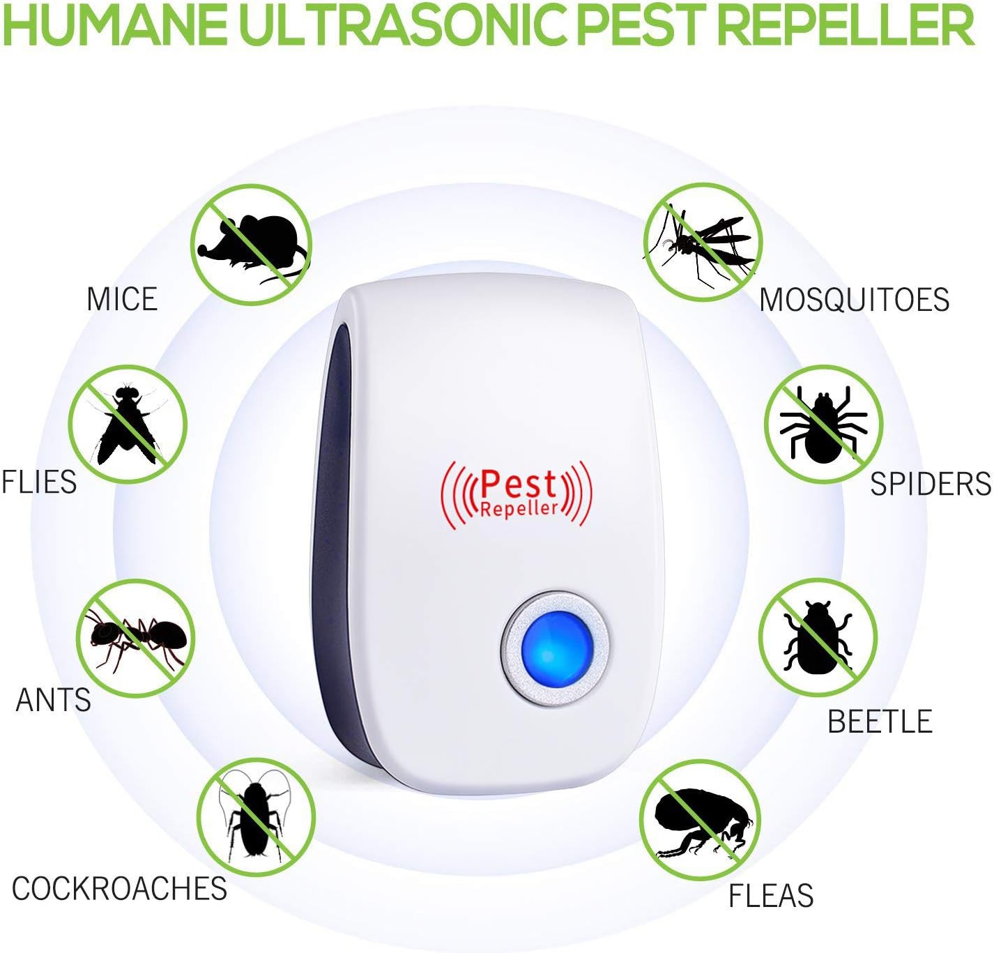 WahooArt Ultrasonic Pest Repeller 6 Pack, 2020 Upgraded Electronic Pest Repellent Plug in Indoor Pest Control for Insects, Mosquito, Mouse, Cockroaches, Rats, Bug, Spider, Ant, Human and Pet Safe : Garden & Outdoor