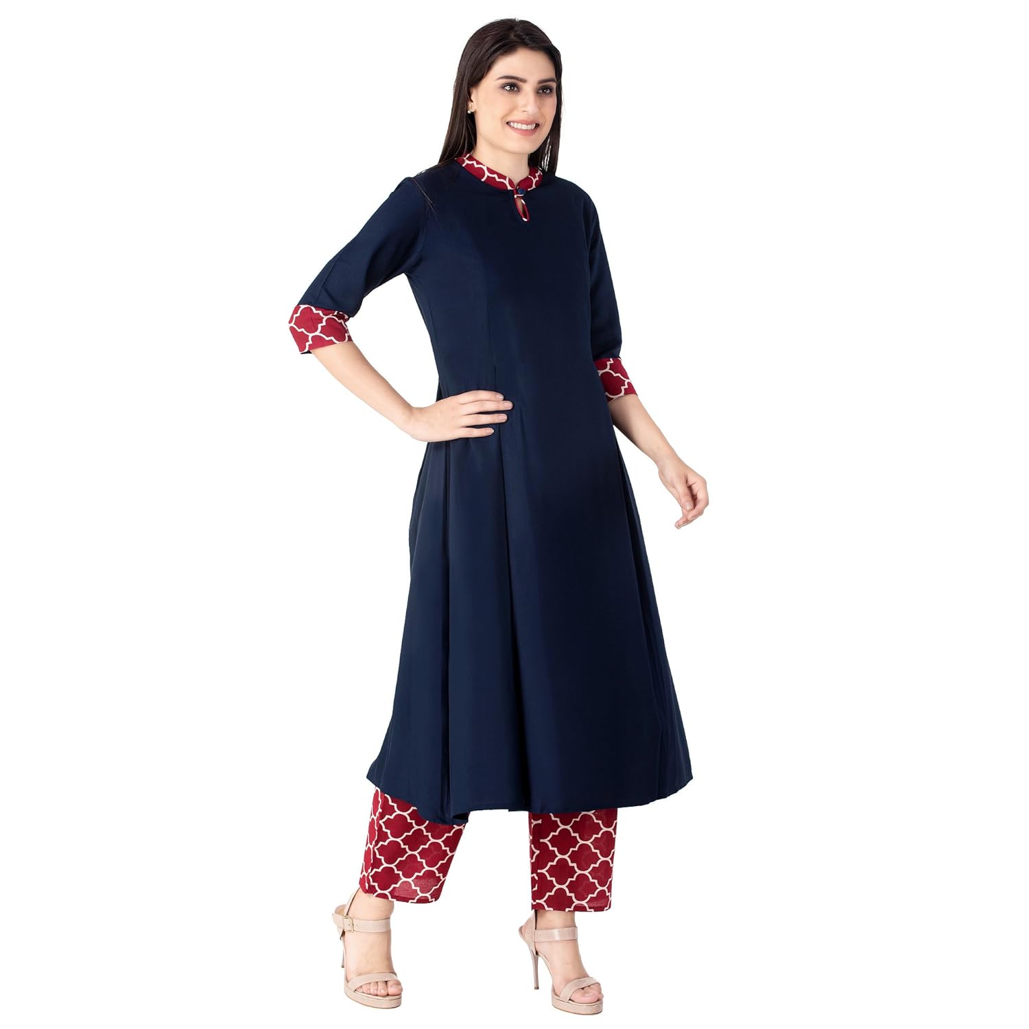 khushal k women's rayon kurta with palazzo pant set