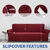 MAXIJIN Newest Jacquard Chair Cover 1 Seater Wine Red Non Slip Stretch view 3