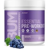 RAW Essential Pre-Workout Powder (Grape) - Chris Bumstead Sports Nutrition Supplement for Men &amp; Women - Preworkout Energy Powder with Caffeine, L-Citrulline, L-Tyrosine, &amp; Beta Alanine Blend