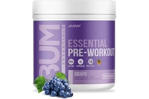 RAW BUM Essential Pre Workout Powder | Chris Bumstead Signature Essential Pre Workout | Caffeine, L-Citrulline, L-Tyrosine, &