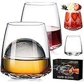 Stemless Wine Glasses Set of 4-14.5oz Hand Blown Heavy Red White Wine Glasses Unique gifts for him/her wedding, birthday, Mother's/father's day, anniversary