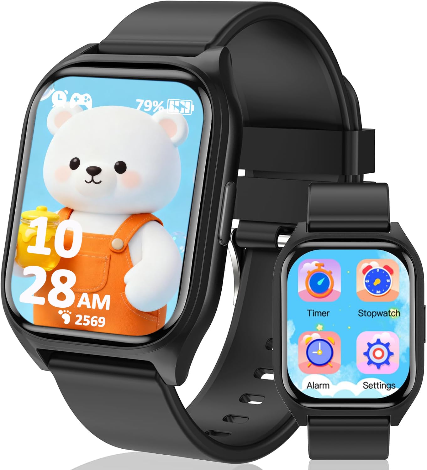 Clleylise Smart Watch for Kids - Fitness Activity Tracker, Pedometer, Heart Rate Sleep Monitor, 18 Sport Modes, Calories Counter, Alarm Clock - Gifts for Boys Girls Teens 4+ (Black)