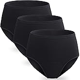 Women Leak Proof Incontinence Underwear Washable Absorbency Protective Postpartum Panties 2.0 OZ Bladder Control 3 Pack (3 Black, L)