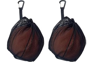 2 PC Single Mesh Ball Bag with Zipper Pocket for Carrying Basketball Volleyball Soccer Football - Drawstring Football Storage
