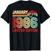 Retro January 1986 Limited Edition 40-Year-Old 40th Birthday T-Shirt