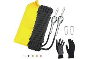 DELLNA 8mm Static Climbing Rope - Heavy Duty Climbing Rope for Rock Climbing, Tree Climbing Gear, Arborist Rope, and Camping Rope - 10m (32ft), 20m (64ft), 30m (96ft)