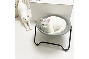 ROODO Cat Hammock Bed Free-Standing Removable Washable Mesh Roundness Couch Excellent Breathability and Easy Assembly Comfortable Kitty Nest or Puppy Bed for Indoors Sleeping Pets Use(Grey)