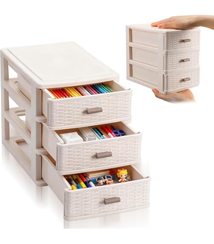 Amazon.com: Mini Desktop Drawer Plastic White Frame with Clear