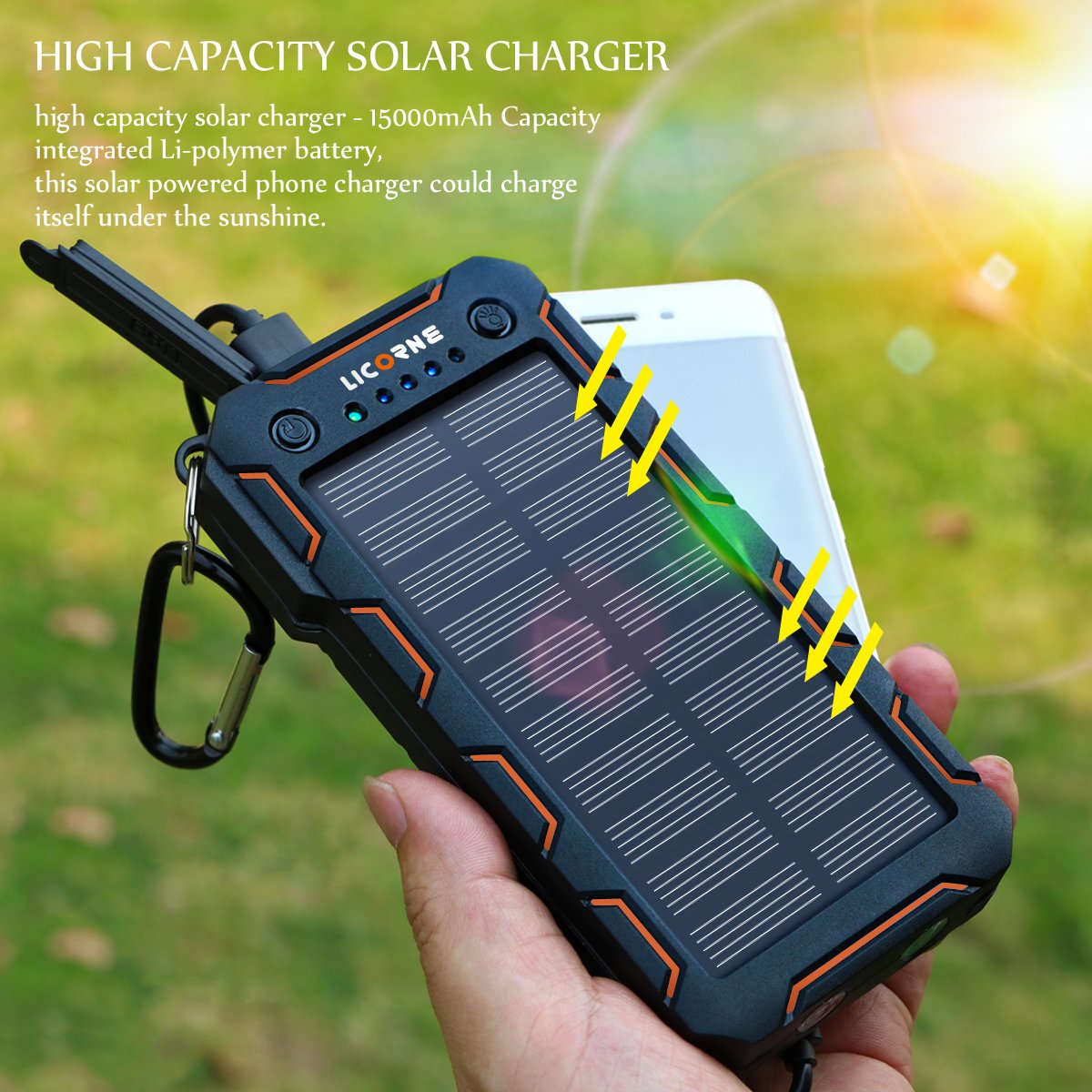 iPad Pro / Air 2 / mini Solar Chargers,15000mAh Portable Solar Power