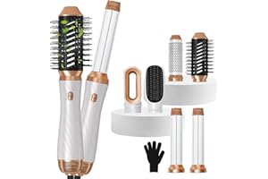 YITRUST 6 in 1 Hot Air Brush, Blow Dryer Brush, Hair Dryer Brush, Ionic Blow Out Brush Dryer, Styler Volumizer, Air Culer Wand, Hair Straightener Brush, Left & Right Wrap Curling Wand, Hair Styling Tools Set