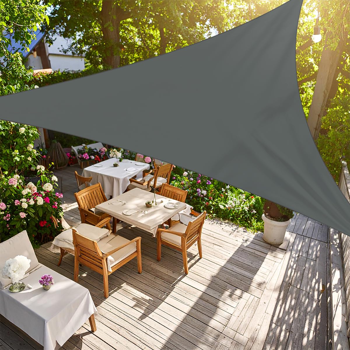 Green Bay Sun Shade Sail Garden Patio Party Sunscreen Awning Canopy 98% UV Block Triangle Anthracite 2x2x2m