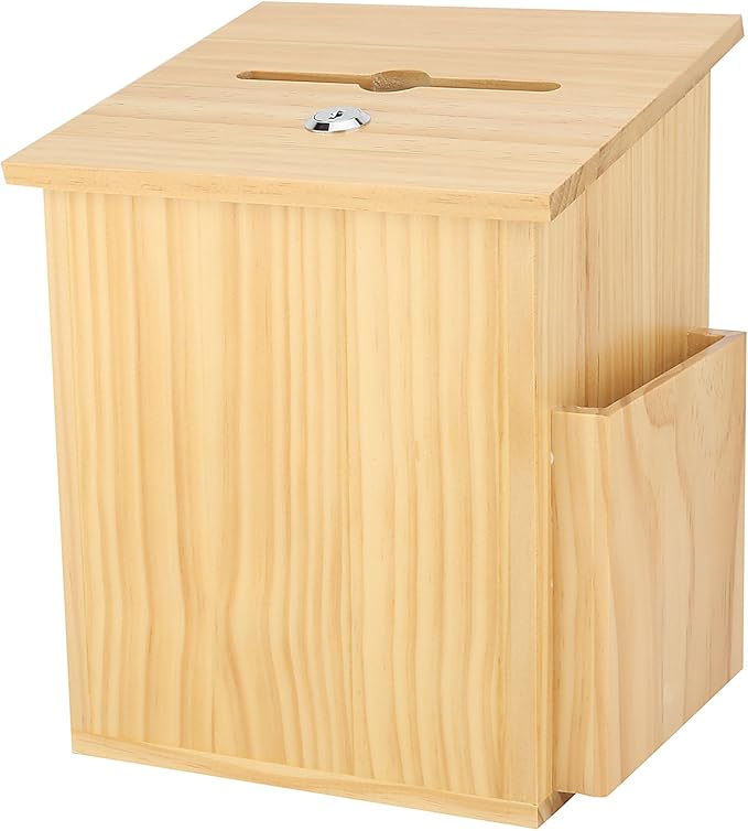 My Charity Boxes Wood Suggestion Box Ballot Box with Pocket