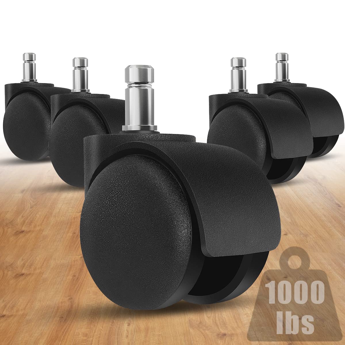 Photo 1 of Office Chair Wheels - 2 Inch Chair Caster Wheel Set of 5, Heavy Duty Chair Wheel Replacement Supports 1000 lbs, No Noise, Suitable for Hardwood Floors and Carpets