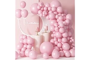 Pastel Pink Balloons 95pcs Pink Balloon Garland Arch Kit 5/10/12/18 Inch Different Sizes Pastel Pink Matte Latex Balloon for 