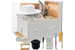 BeeTech Newest Windows 10 Frame Beehive Starter Kit Hand Painted Includes Beekeeping Supplies Tools and Sting Proof Bee Suit
