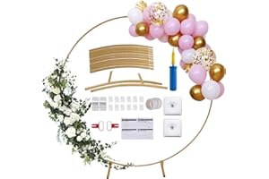 KIINO 6.6 Ft Round Balloon Arch Stand Kit Wedding Arches For Ceremony Circle Backdrop Stand For Parties Wedding Birthday Decoration With Two Water Bags
