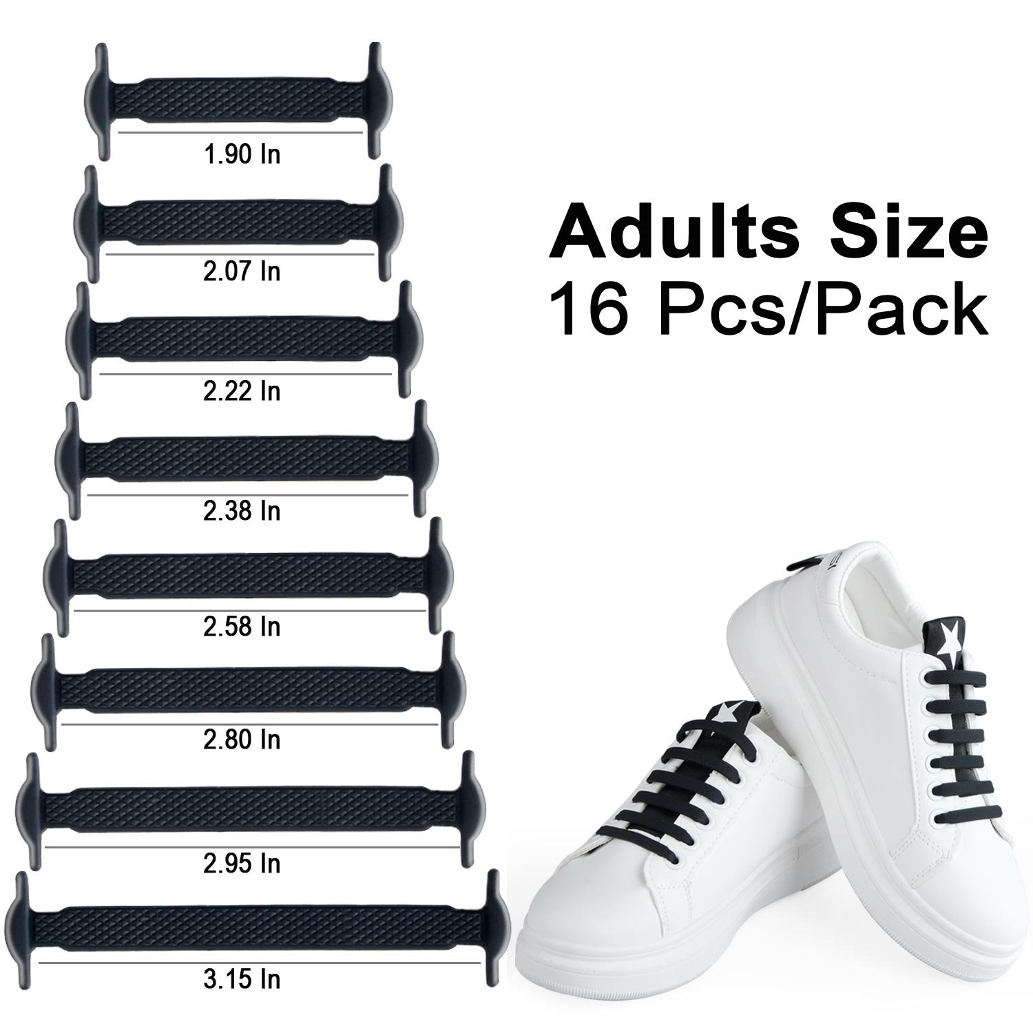 Lacci Scarpe Elastici, Elastico Silicone Scarpe | No Tie Lacci für Trainer, Sportschuhe Sneakers Schuhe Running Schuhe Board Schuhe Stiefel Schuhe und Casual Schuhe von NWSS (nero)