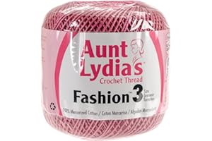 RED HEART Aunt Lydia Coats Crochet Fashion Crochet, Cotton Size 3, Warm Rose