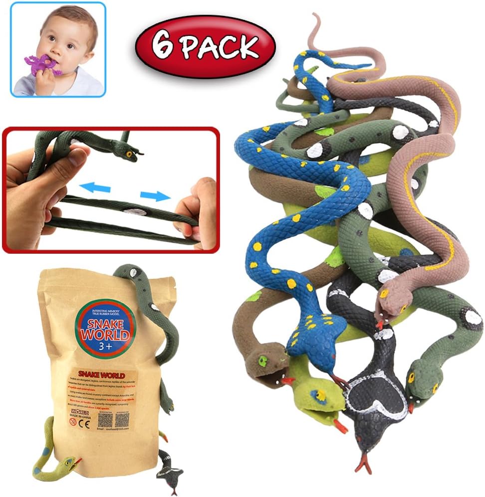 Rubber Snake,14 Inch Snake Toy Set(6 Pack),Food Grade