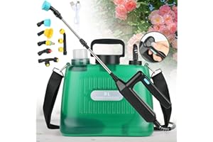 MOVATEK Battery Powered Sprayer 2 Gallon, Rechargeable Sprayer with 6 Mist Nozzles, 32" Telescopic Wand, Electric Sprayer with Adjustable Shoulder Strap for Lawn, Garden, Yard