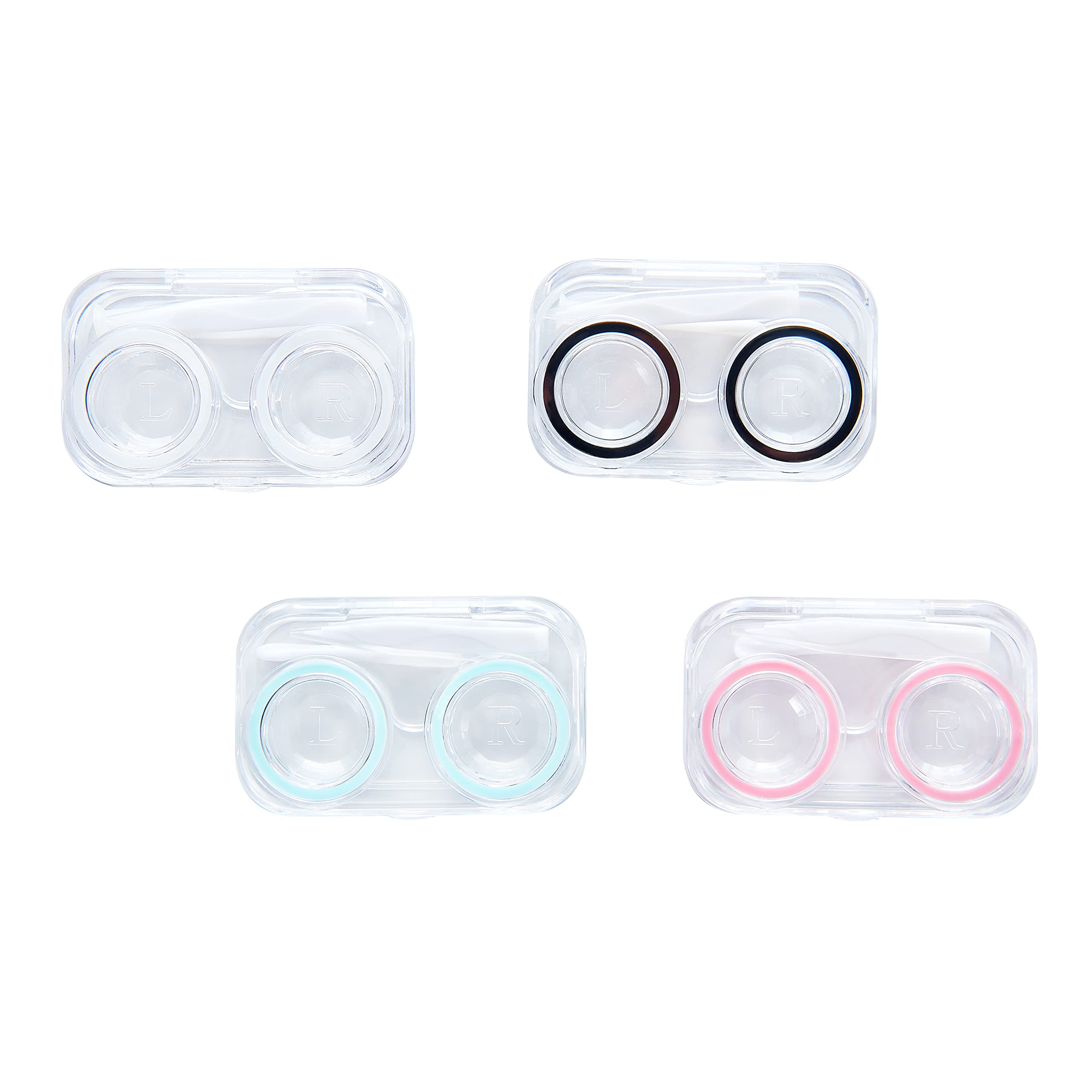 Othirls 4 PCS Contact Lens Cases, Colorful Contact Lens Container Holder, Outdoor Portable Mini Contact Lens Soak Storage Kit for Travel & Home