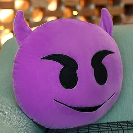 Emoji Kissen Dämon Gesicht Kissen, lila-Salz® - Emoticon niedlich weiche gefüllte bequeme Plüsch Smiley Kissen Kissen, 28cm /