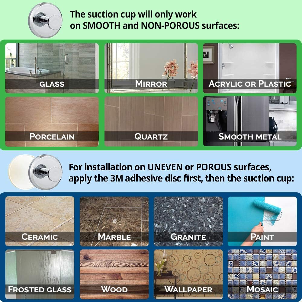 HOME SO Suction Cup Hooks for Shower, Bathroom, Kitchen, Glass Door, Mirror, Tile – Loofah, Towel, Coat, Bath Robe Hook Holder for Hanging up to 15 lbs – Waterproof & Rustproof, Chrome (2-Pack): Home & Kitchen