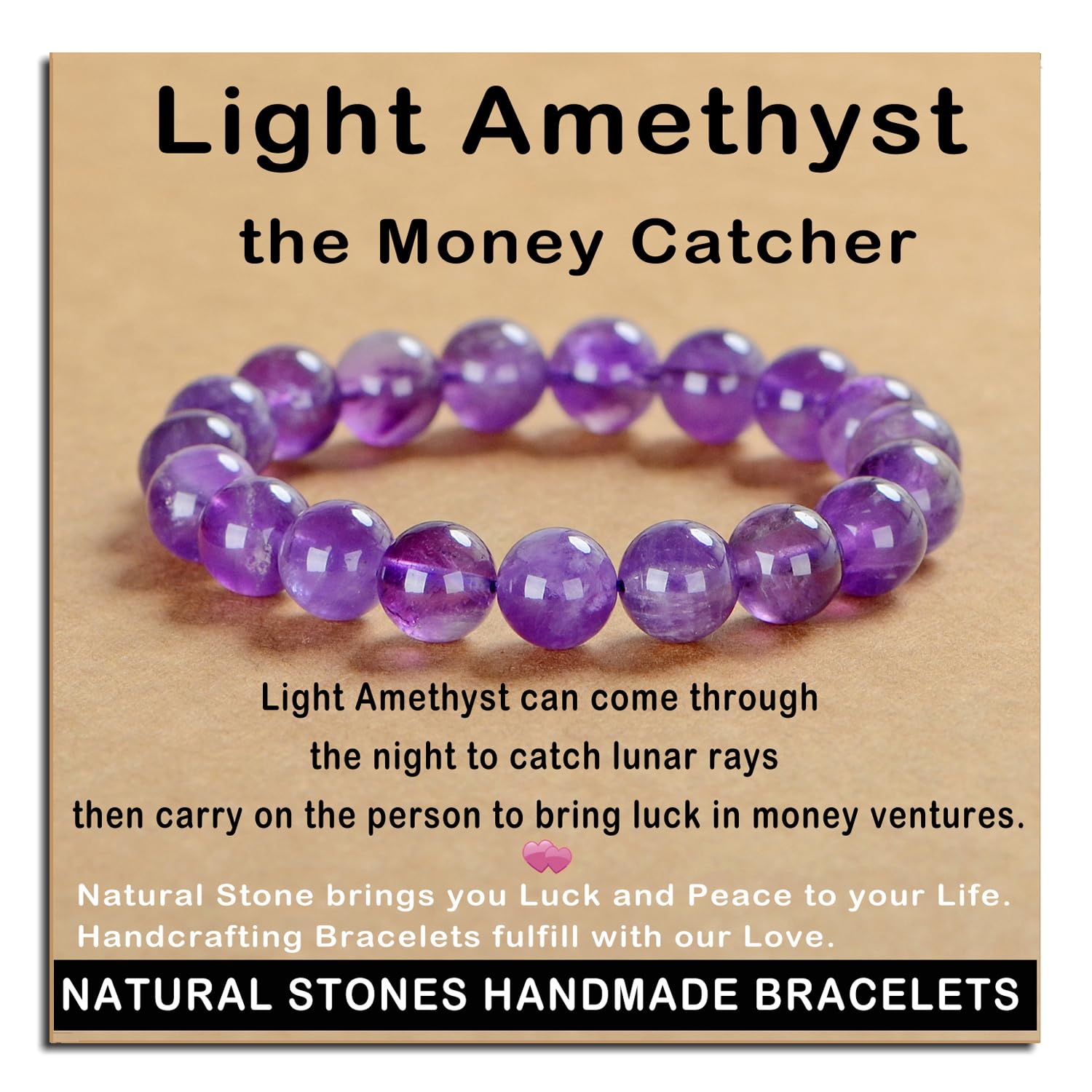 AD Beads Handmade Gemstone Stretch Elastic Bracelet