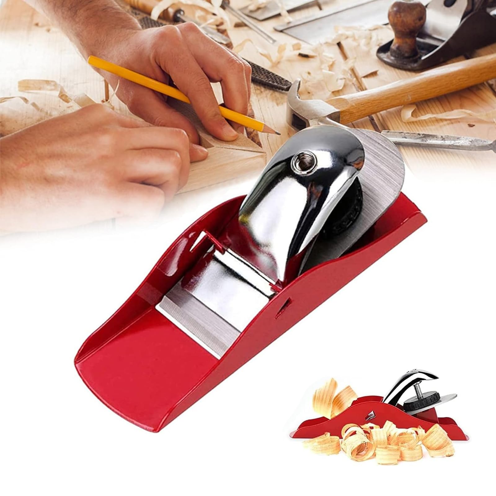 1 Pcs Wood Planer for Doors,Hand Planers for Wood,Wood Door Planer for Internal Doors,Small Wood Planer Hand Tool Red,Mini Hand Planers for Wood for Furniture Repair and DIY Wood Crafts