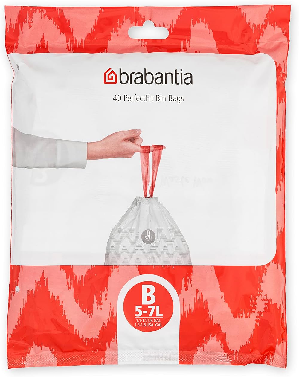 Brabantia PerfectFit Bin Liners Size B 5 L White 40 Bags Thick Plastic