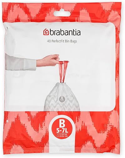 Brabantia PerfectFit Bin Liners Size B 5 L White 40 Bags Thick Plastic
