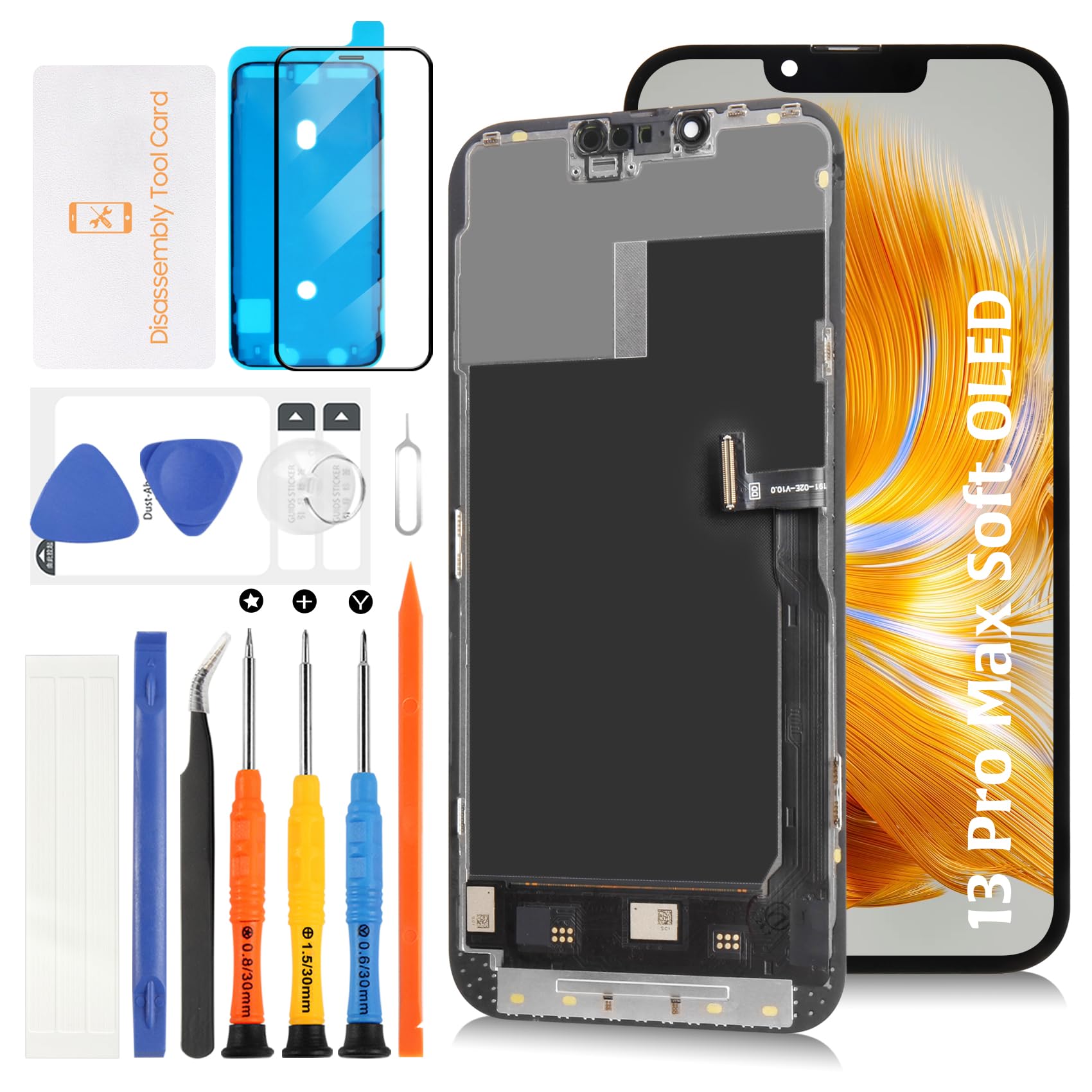 Photo 1 of Olivechard 13 Pro Max 6.7" Soft OLED LCD (120Hz Support | Sensor Flex) Screen Replacement Assembly for iPhone 13 Pro Max Display Repair Tools Kit A2643 A2484 A2641 A2644 A2645