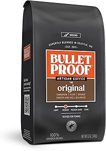 Bulletproof Original Medium Roast Ground Coffee, 12 Ounces, 100% Arabica Coffee, Clean Coffee Tested for Toxins, Packaging Ma