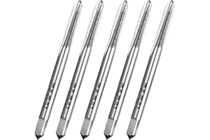 LWCUSNJ 5pcs No 8-32 UNC Thread Tap Right Hand, HSS 8 x 32 UNC Straight Fluted Machine Tap