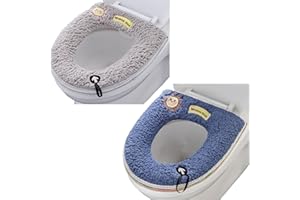 2Pcs Universal Waterproof Home Toilet Seat Cushion with Hanging Loop Bathroom Soft and Warm Washable toilet seat Cover Pads (