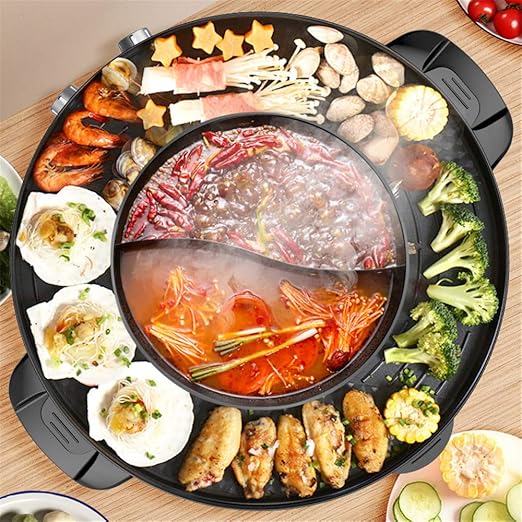 Kacsoo Electric Hot Pot Electric Baking Pan Electric Smokeless Grill