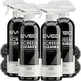 EVEO&reg; Screen Cleaner Spray Kit (Streak-Free) TV Screen Cleaner for Smart TV, LCD, LED, OLED | Computer Screen Cleaner Spray and Wipe Microfiber Cloth - TV, Monitor, Laptop, iPad, Car - 6.7oz 4 Pack