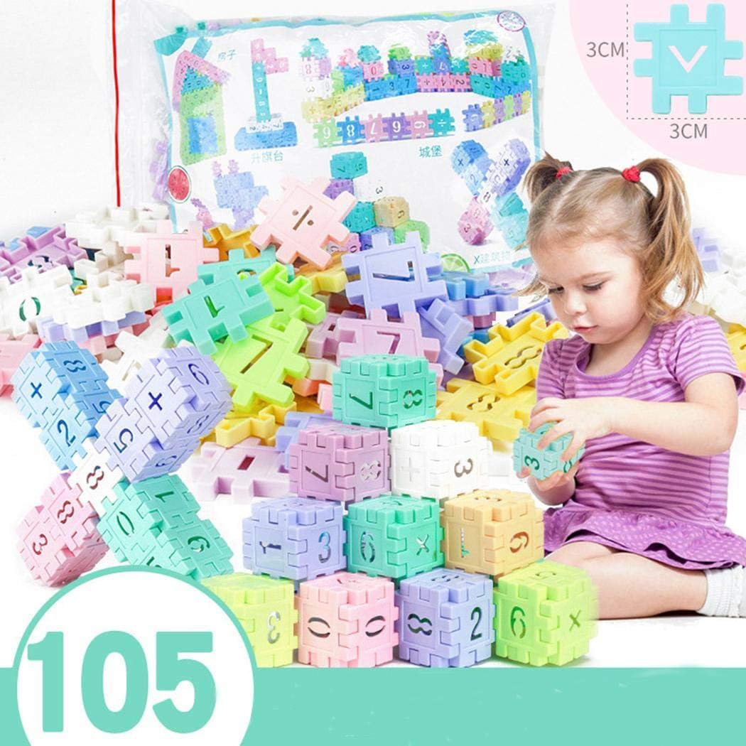 Dozenla 105pcs Building Block Toys, Connect Interlocking Plastic Block, A Creative and Educational Construction Toy Bricks - Best Toy for Boys and Girls