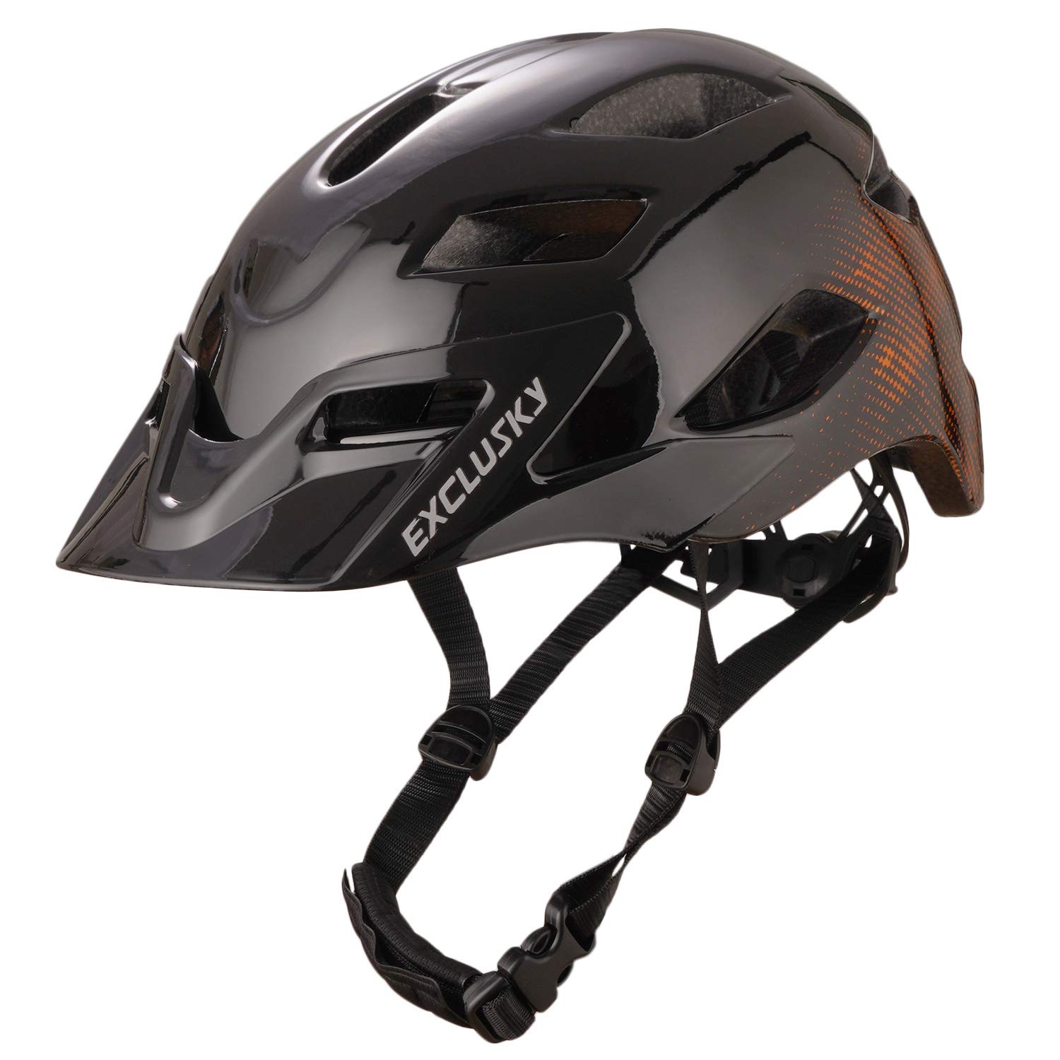 EXCLUSKY Adult Road Bike Helmet with USB Rear Light, CE Certified Bicycle Cycle Helmets, Adjustable Lightweight Helmet for Adult Women Men, 22.05-24.01 Inches (black brown)