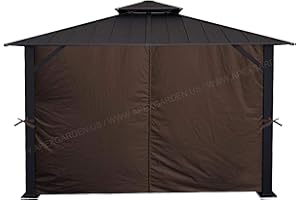 APEX GARDEN Four-Side Privacy Curtain Set for 10-Ft x 12-Ft Gazebo (Brown)