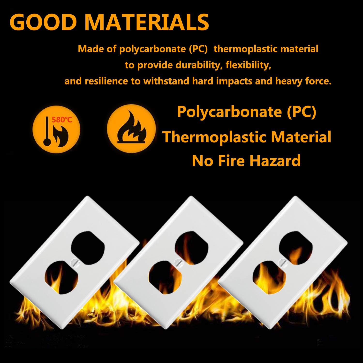 13-Pack, Duplex Receptacle Outlet Wall Plates, Standard Size, Impact Resistance, Anti Aging & High Temperature Resistance PC Face Plates, White - - 