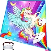 TOY Life Blue Unicorn Kite for Kids Easy to Fly Large Kites Adults Easy to Fly Big Beach Kites for Kid Age 4-8-12 Idea Gift for Children Outdoor Game Activities Beach Trip