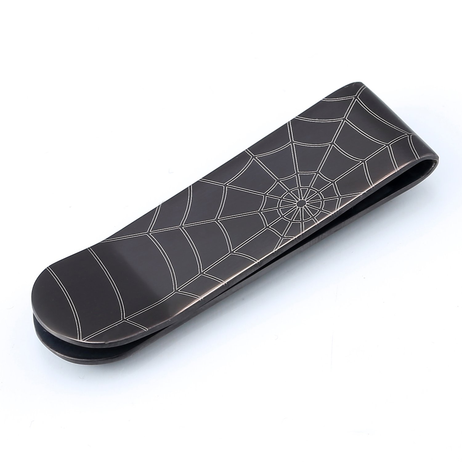 DonDon Men's Money Clip Stainless Steel Black Spider