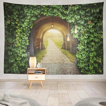 Amazon Com Kutita Tapestry Wall Hanging Green Fantasy Road
