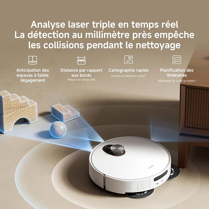 5 Aspirateur Robot, 20000 Pa, Navigation dToF Rétractable