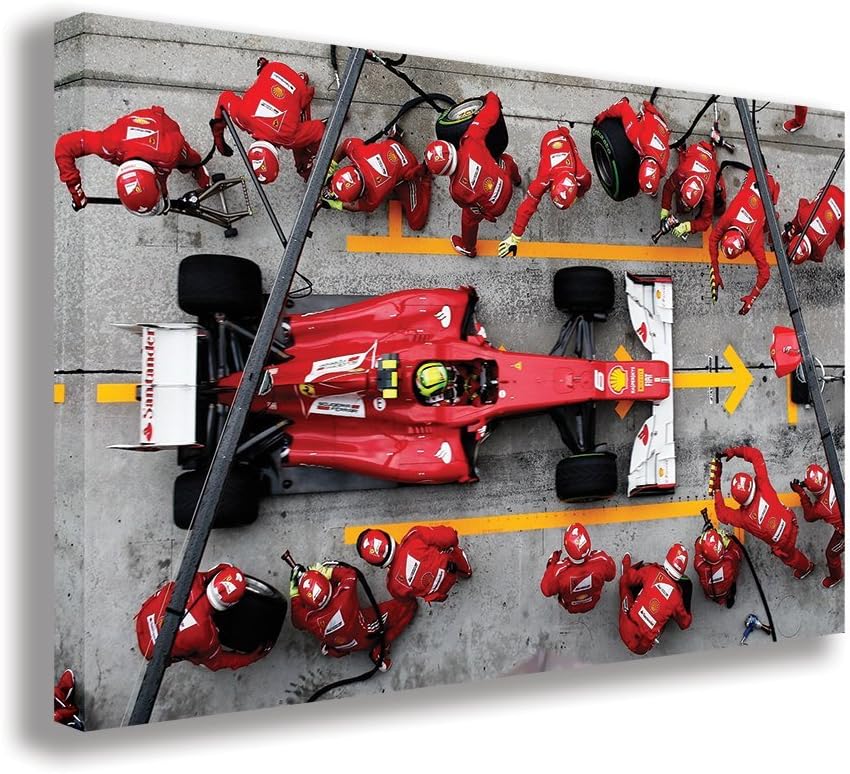 Ferrari F1 Pit Team Felipe MASSA Kuala Lumpur MALYASI Formula ONE Canvas Wall Art (44” X 26” / 110 X 65cm)