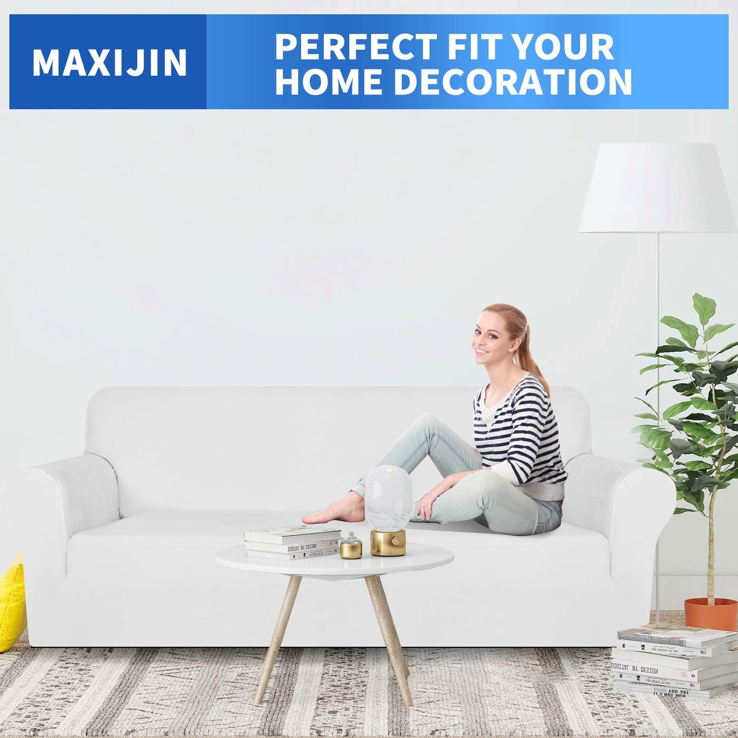 MAXIJIN Thick Velvet Sofa Covers 3 Seater Super Stretch Non Slip Couch Cover for Dogs Cat Pet Friendly 1-Piece Elastic Furniture Protector Plush Sofa Slipcovers (3 Seater - Image 3