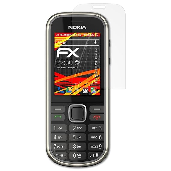 atFolix Schutzfolie kompatibel mit Nokia 3720 Classic Displayschutzfolie, HD-Entspiegelung FX Folie (3X)